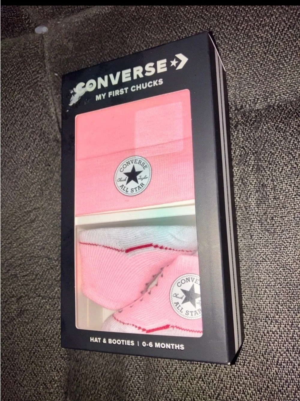 Converse Baby Hat & Booties Set in Pink